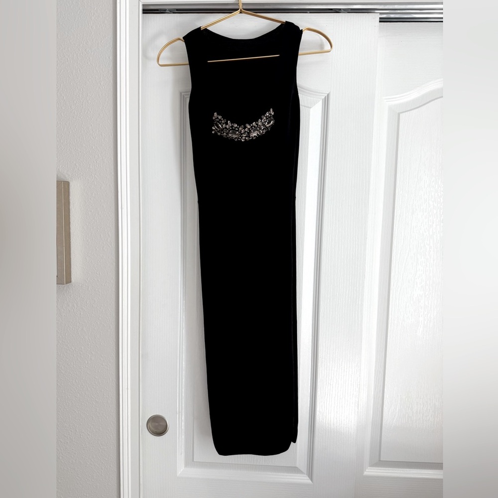 Zara Black Evening  Dress with Embellished Sparkle  Detail in back
